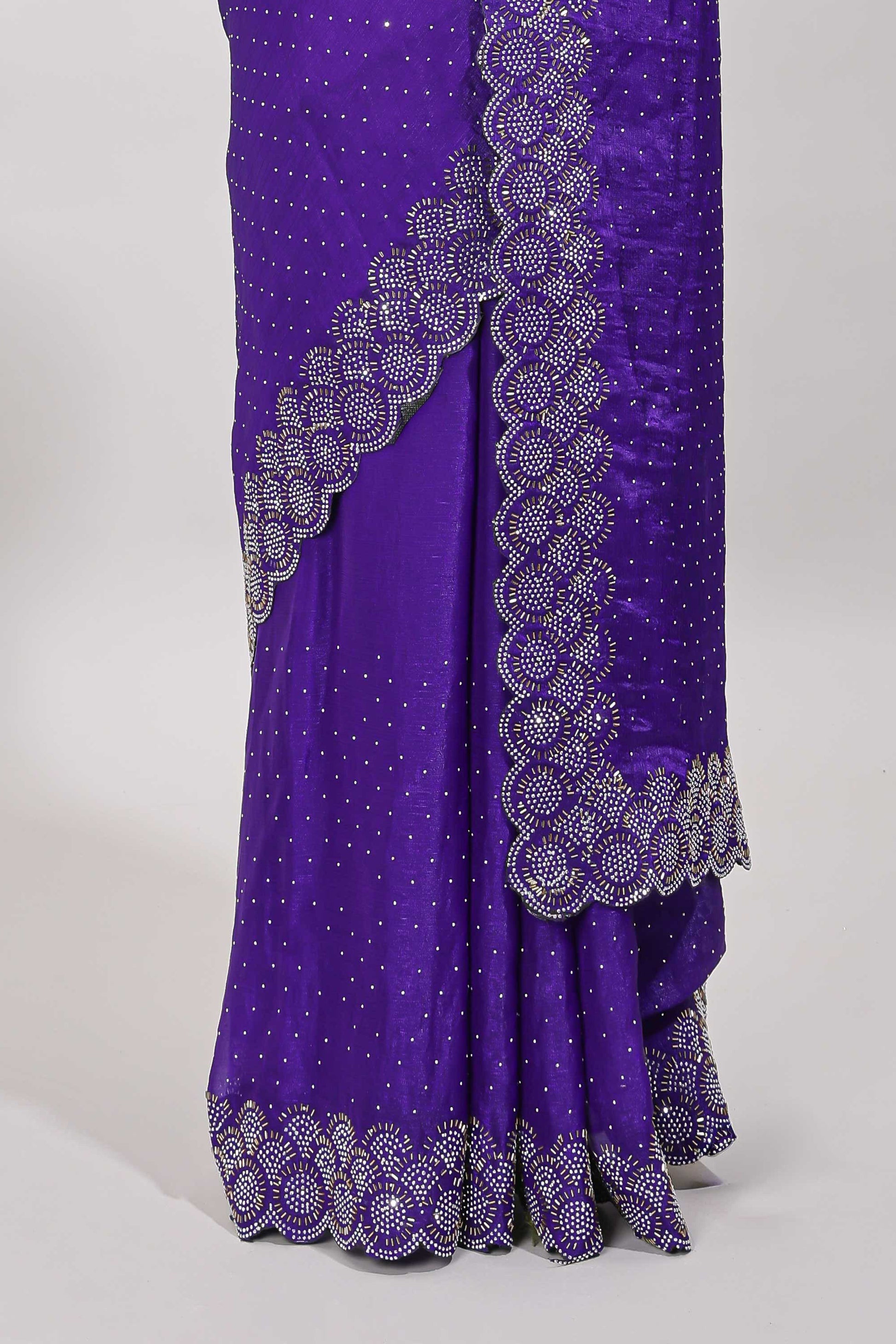 Stonework violet saree
