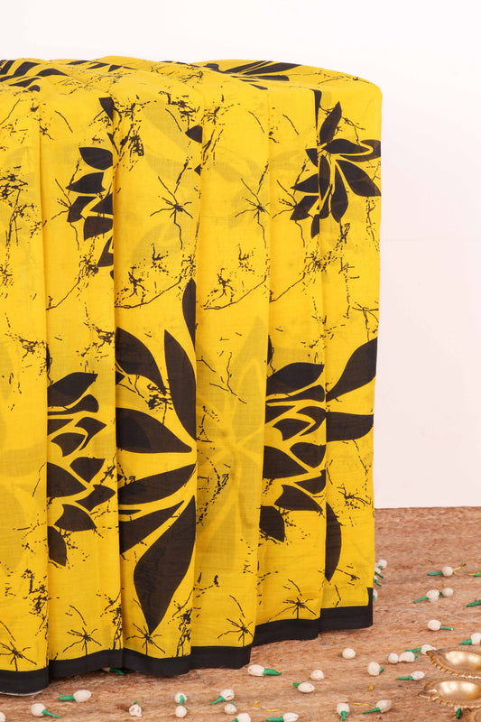 Stylish Yellow cotton saree design