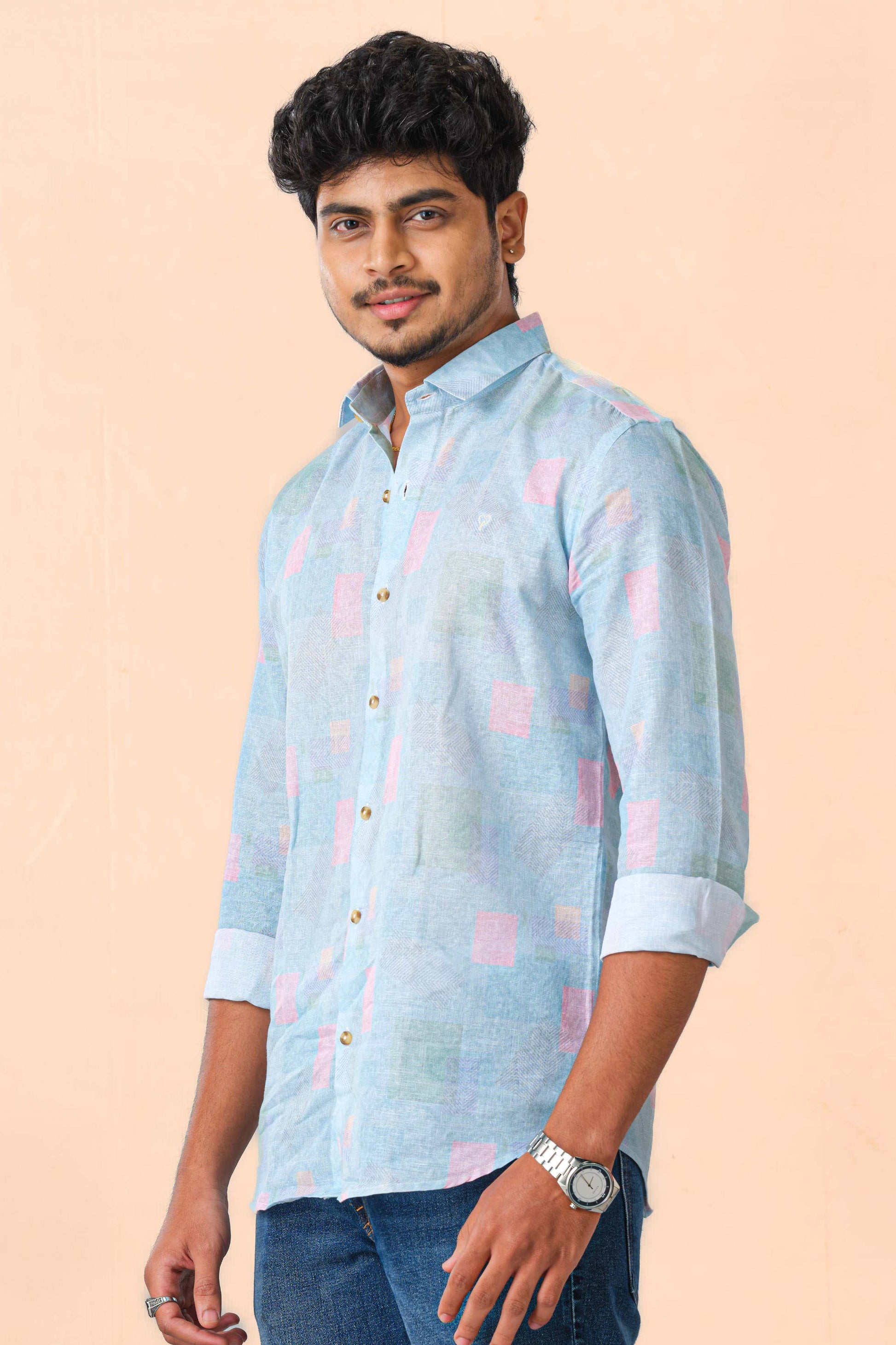 Stylish blue mens shirt