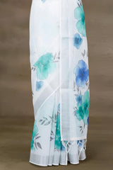 Subtle sheen White linen saree