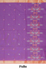 Lavender floral motifs design chirala cotton saree with contrast border and printed pallu