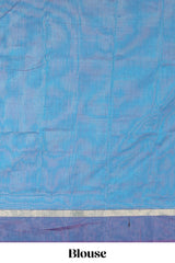 Peacock green plain ikkat cotton saree with contrast border and zari striped pallu
