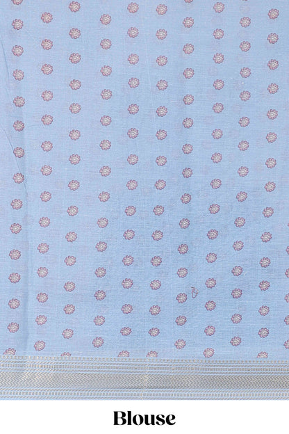 Turquoise green chirala cotton floral and animal theme digital print saree with zari border