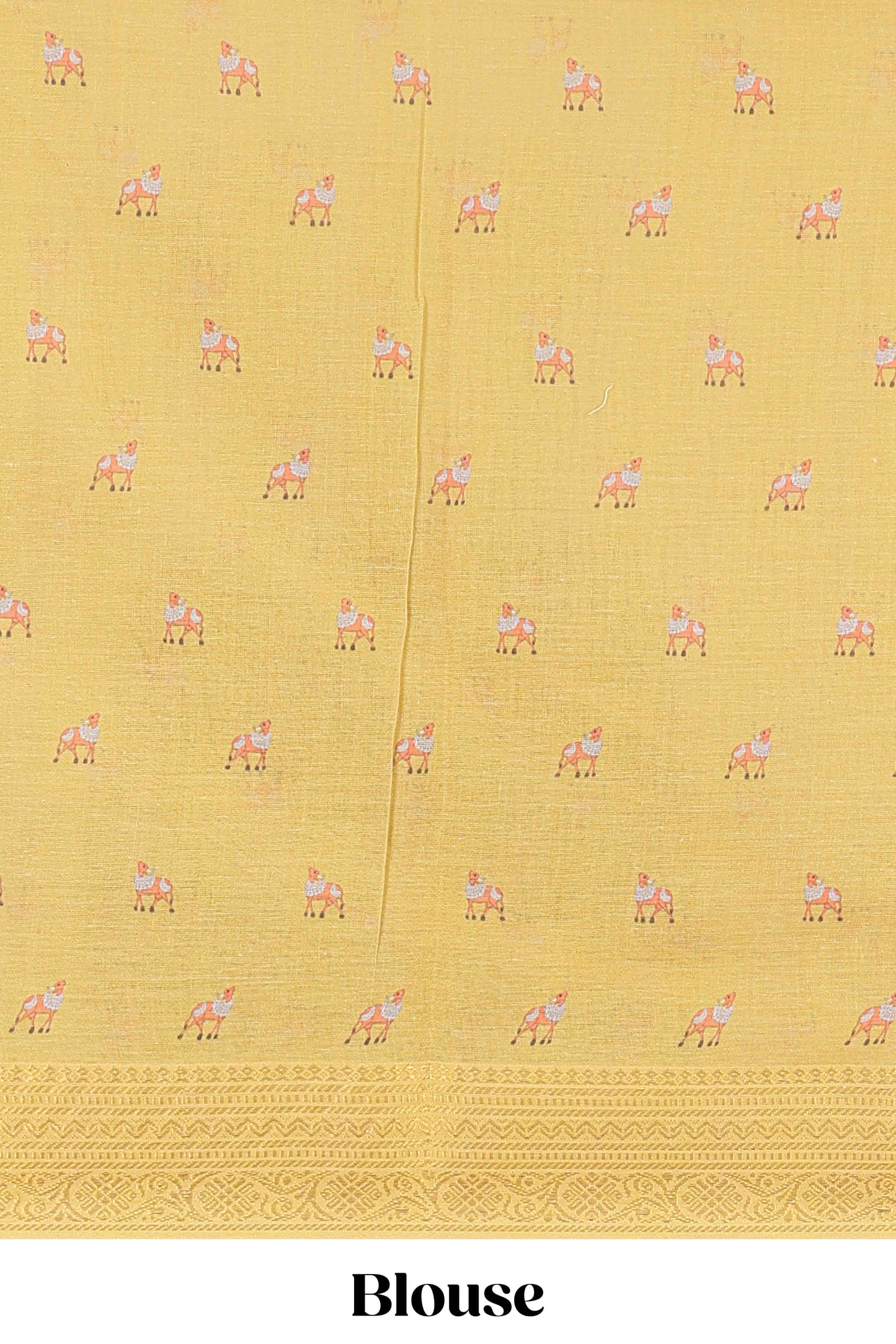 Beige chirala cotton floral and animal theme digital print saree with zari border