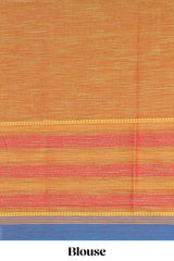 Green plain bottom striped chirala cotton saree with contrast border and striped pallu & blouse