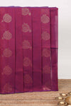 Borderless maroon zari motifs kovai cotton saree with contrast pallu and blouse