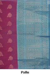 Borderless maroon zari motifs kovai cotton saree with contrast pallu and blouse