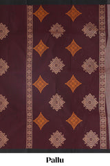 Maroon motifs kovai cotton saree with contrast border and matching pallu