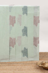 Borderless pastel green motifs kovai cotton saree with self pallu and matching pallu