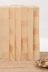 Borderless sandal floral zari butta semisilk cotton saree with contrast zari pallu and blouse
