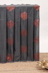 Borderless grey floral motifs semisilk cotton saree with contrast zari pallu and blouse