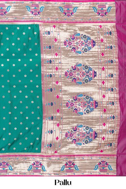 Teal art soft silk festive saree