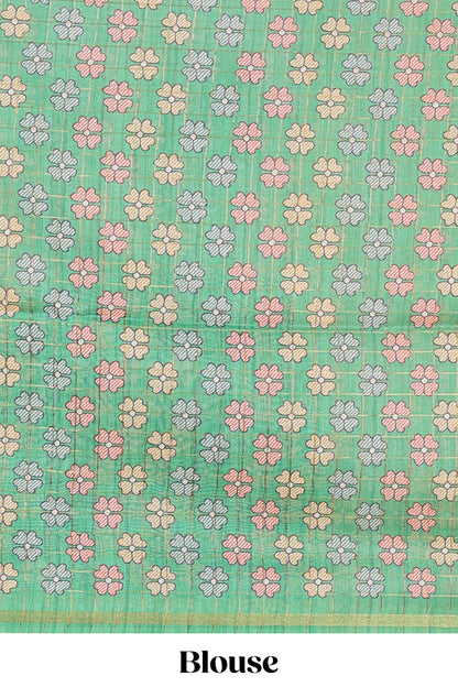 Teal casual chanderi saree