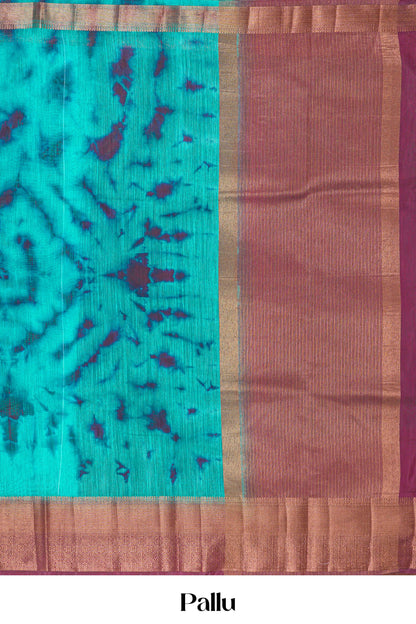 Teal contrast blouse linen saree