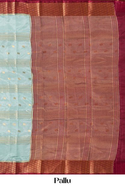Teal raw silk elegant saree