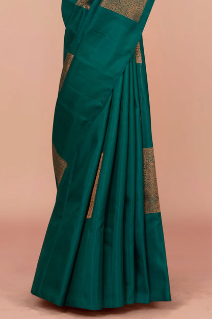 Teal zari motif silk saree