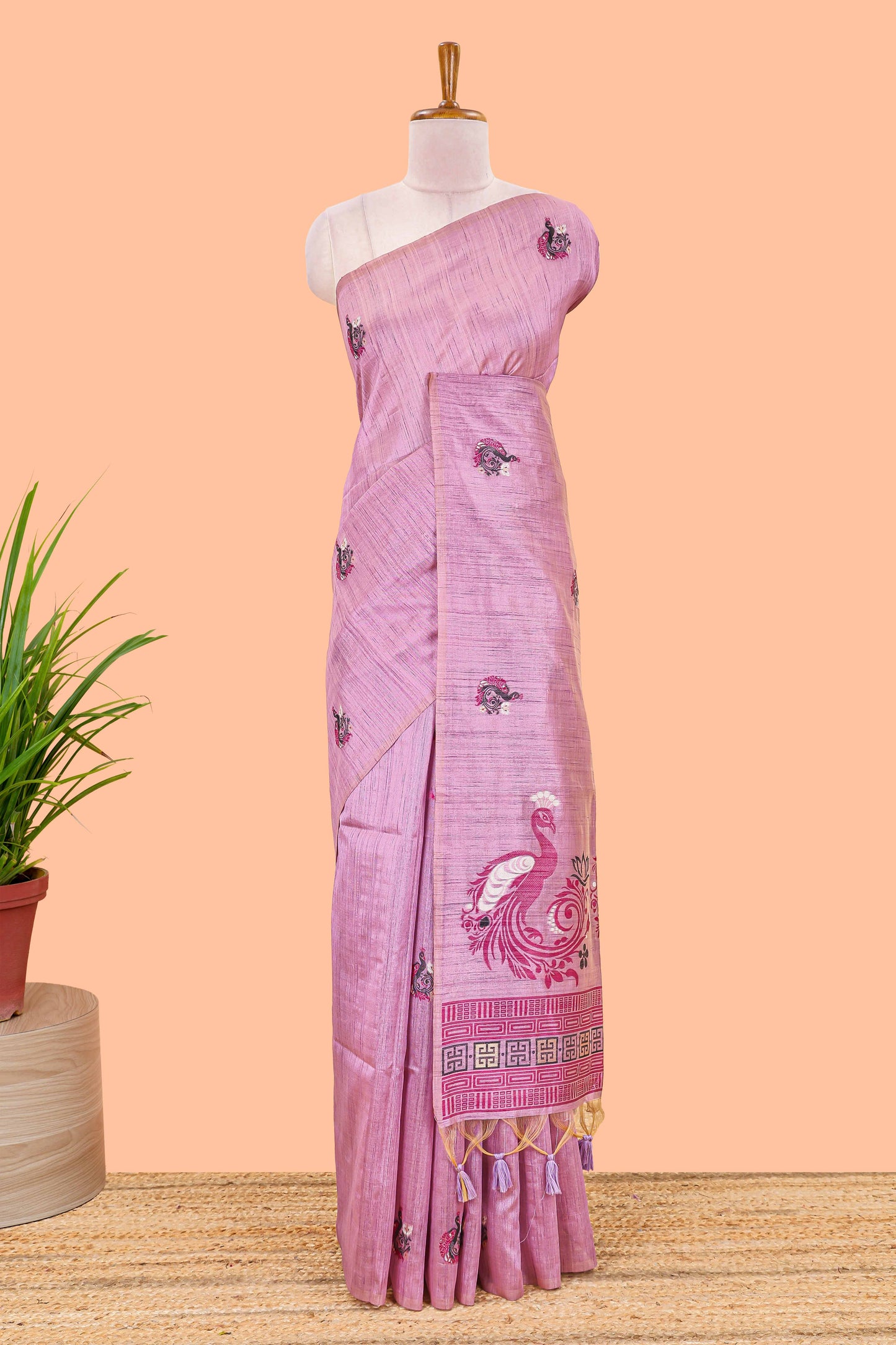 Thread butta lavender munga saree