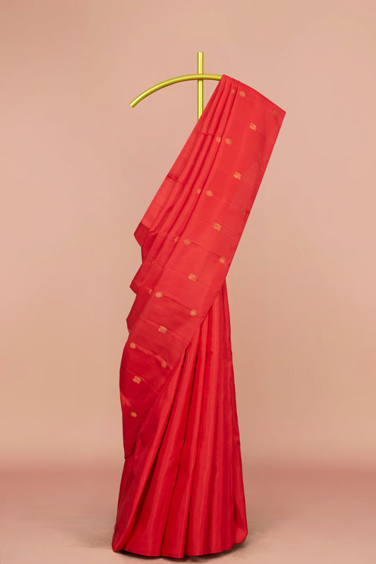 Tomato red silk saree traditional