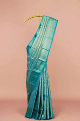 Traditional aqua tissue silk saree