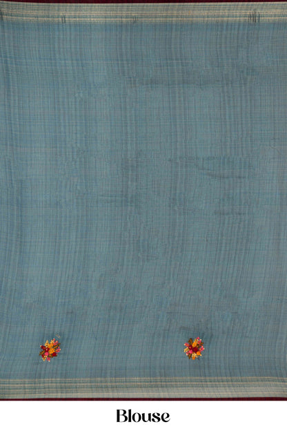 Traditional blue linen saree