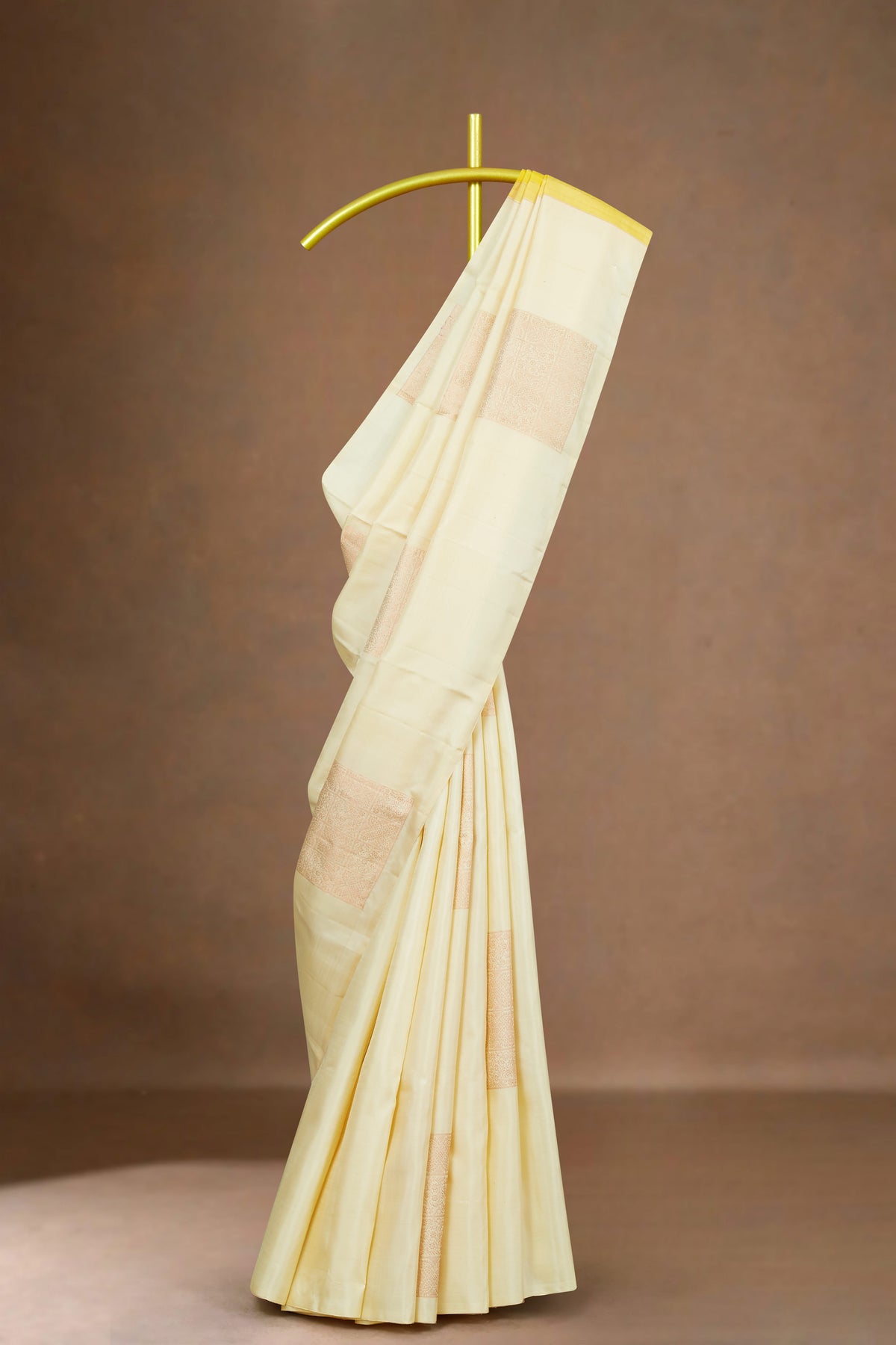 Traditional ivory gold silk saree