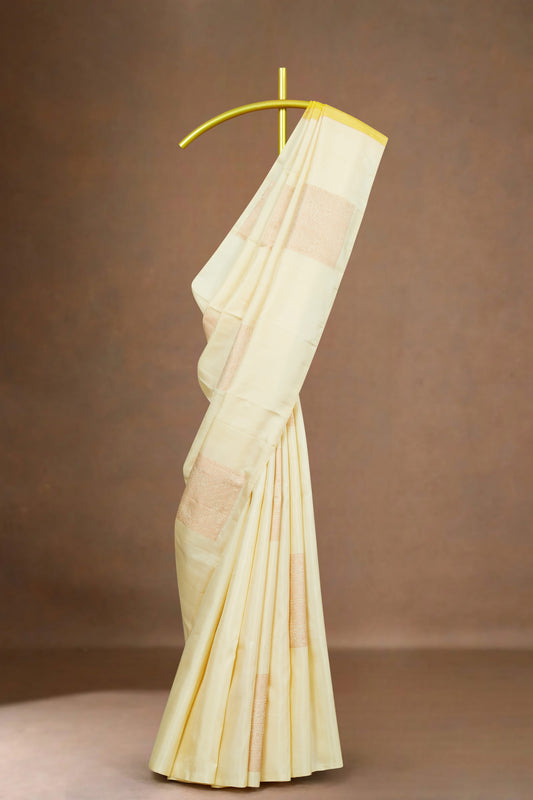 Traditional ivory gold silk saree