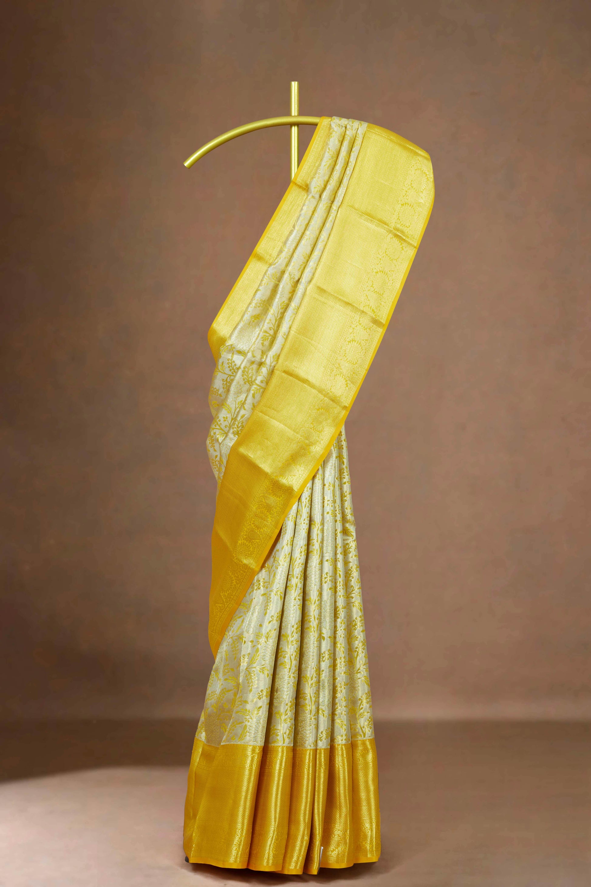 Traditional ivory tissue silk saree
