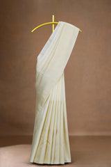 Traditional ivory white silk saree