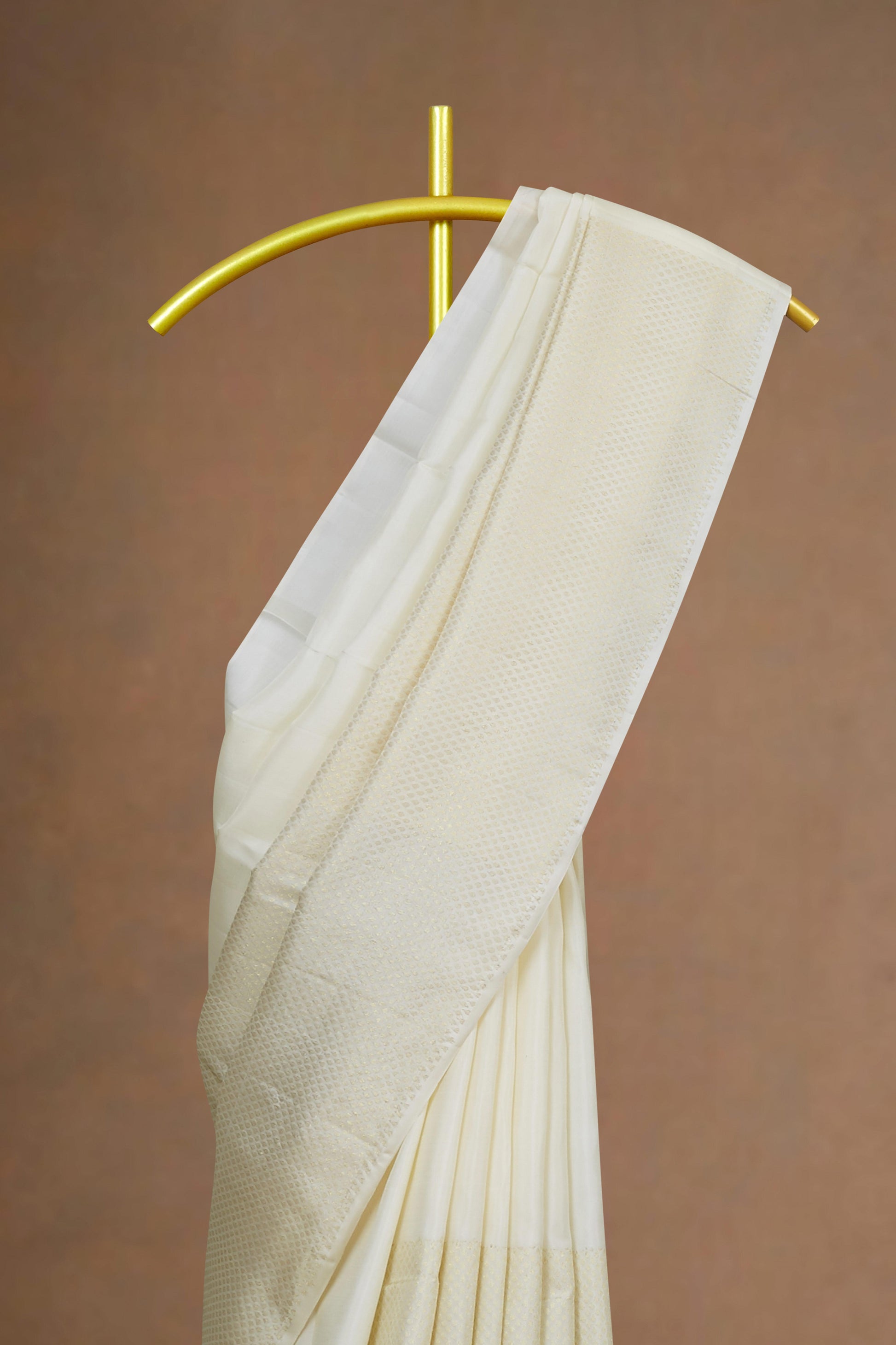 Traditional ivory white silks saree