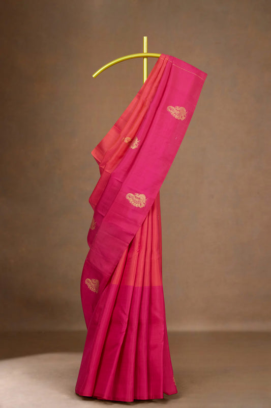 Traditional magenta pink silk saree