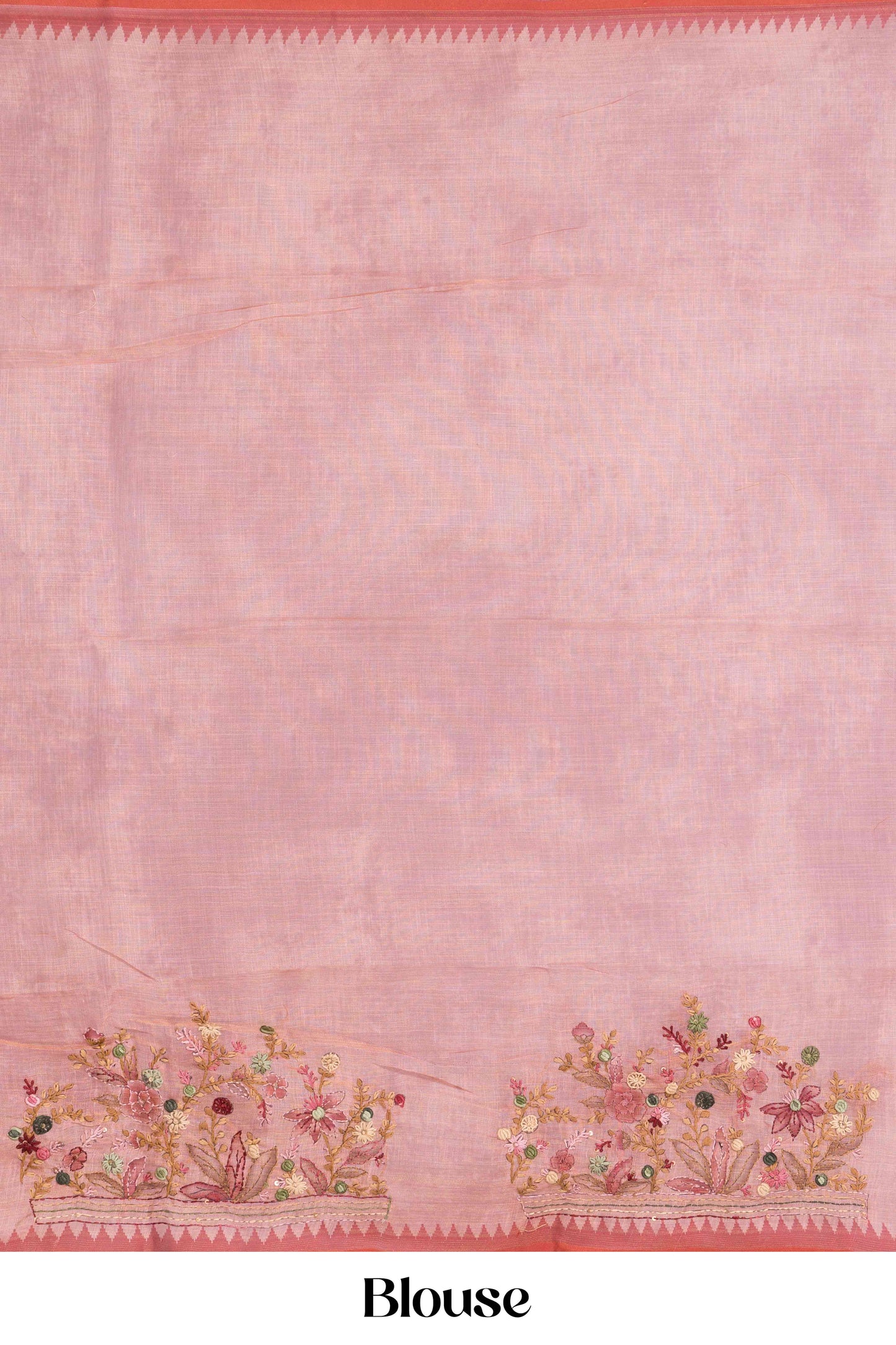 Traditional peach linen saree