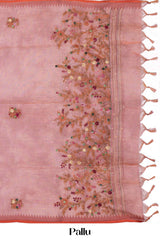 Traditional peach linen sarees