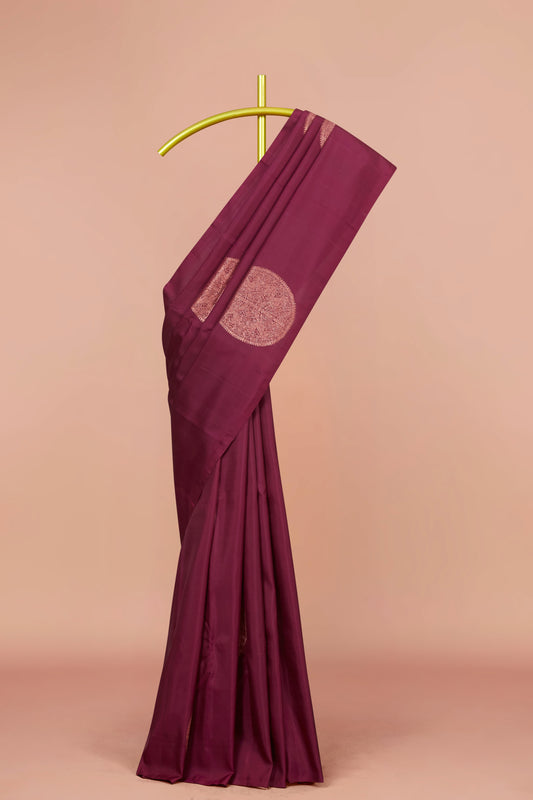 Traditional plum purple silk saree