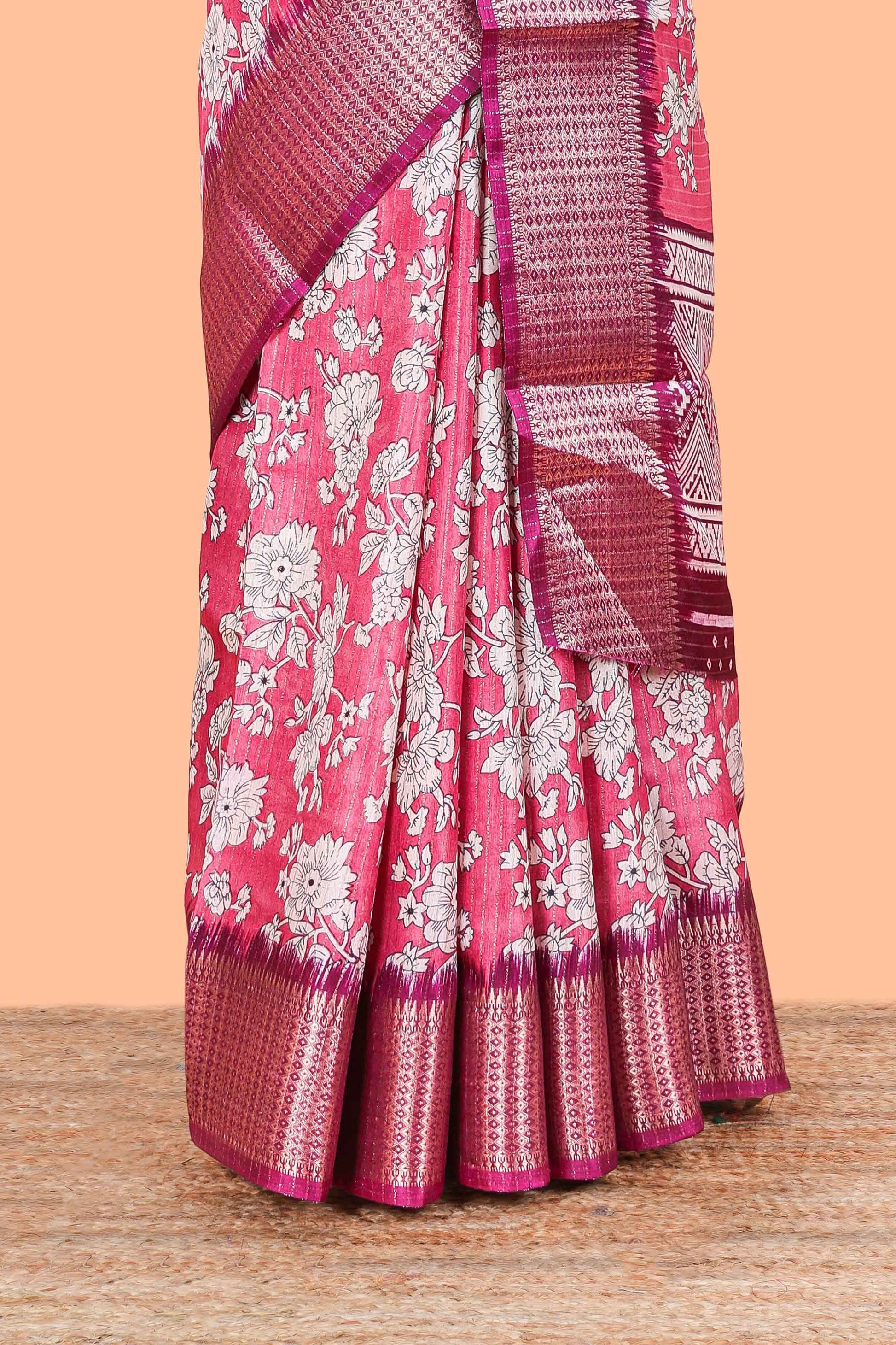 Traditional printed silk saree