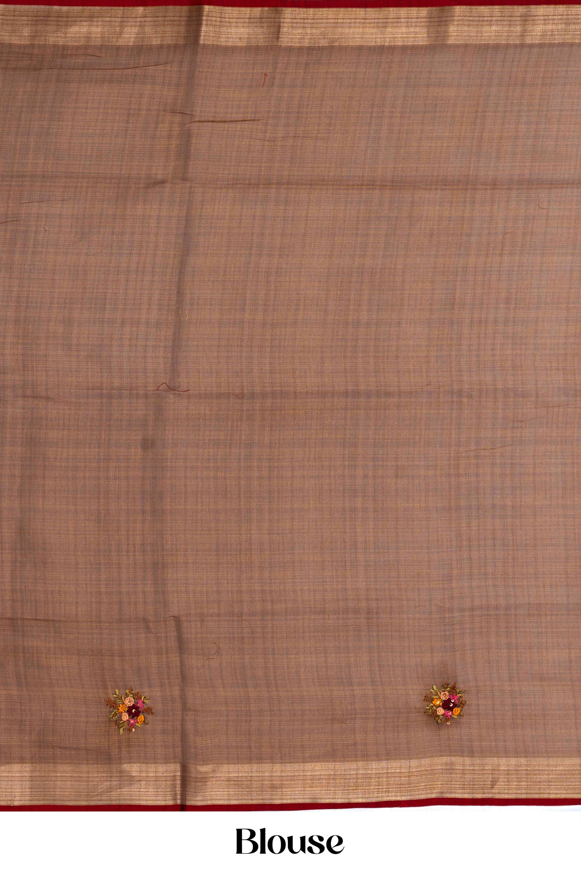 Traditional reddish orange linen saree