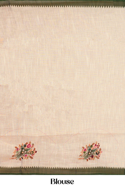Traditional white linen saree