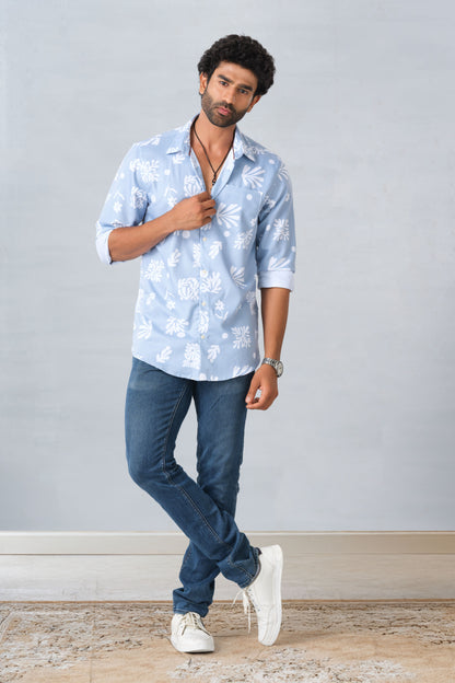 Tropical floral mens shirt