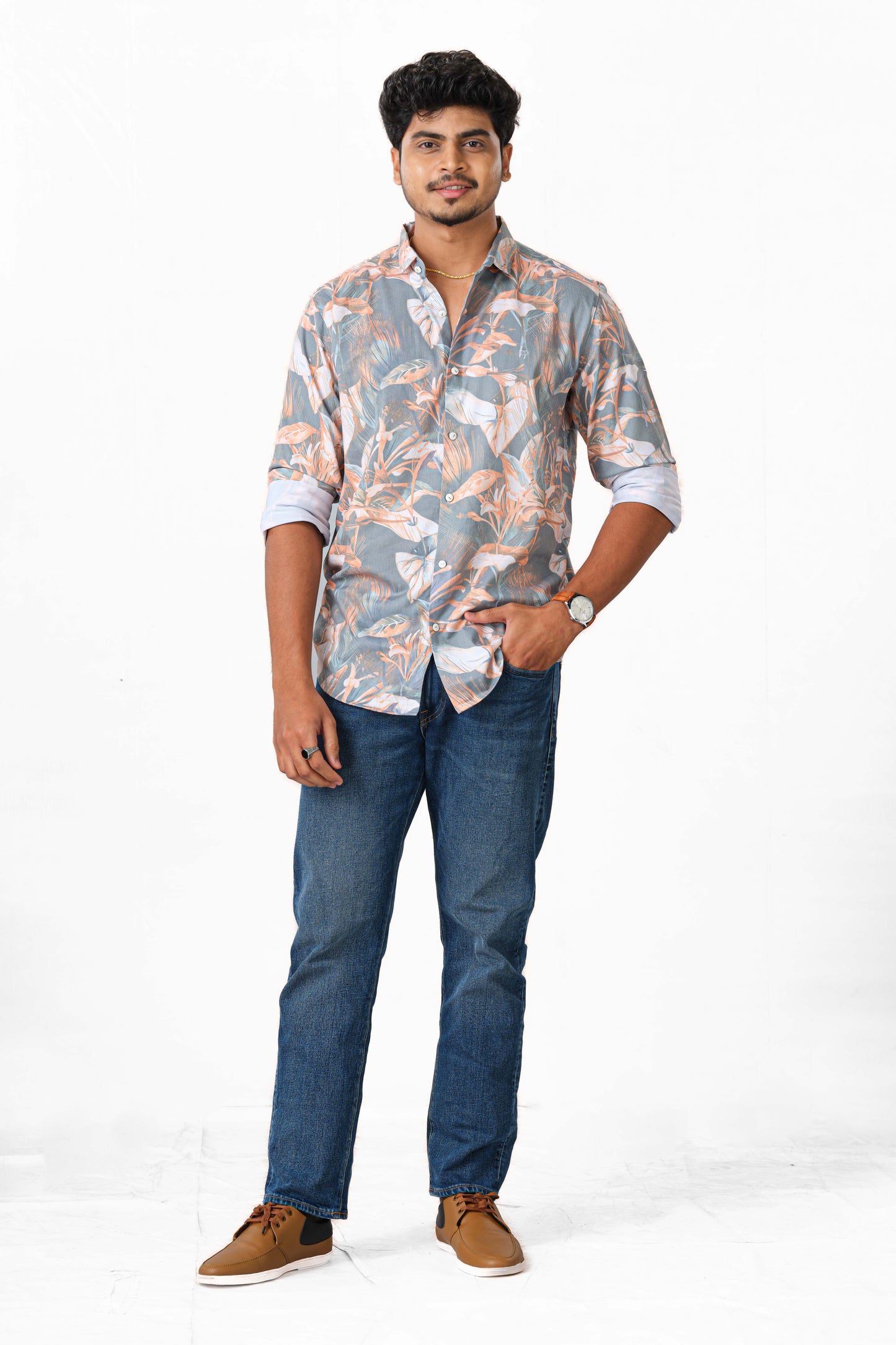 Tropical print fashion shirt
