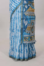  Turquoise blue printed pallu saree