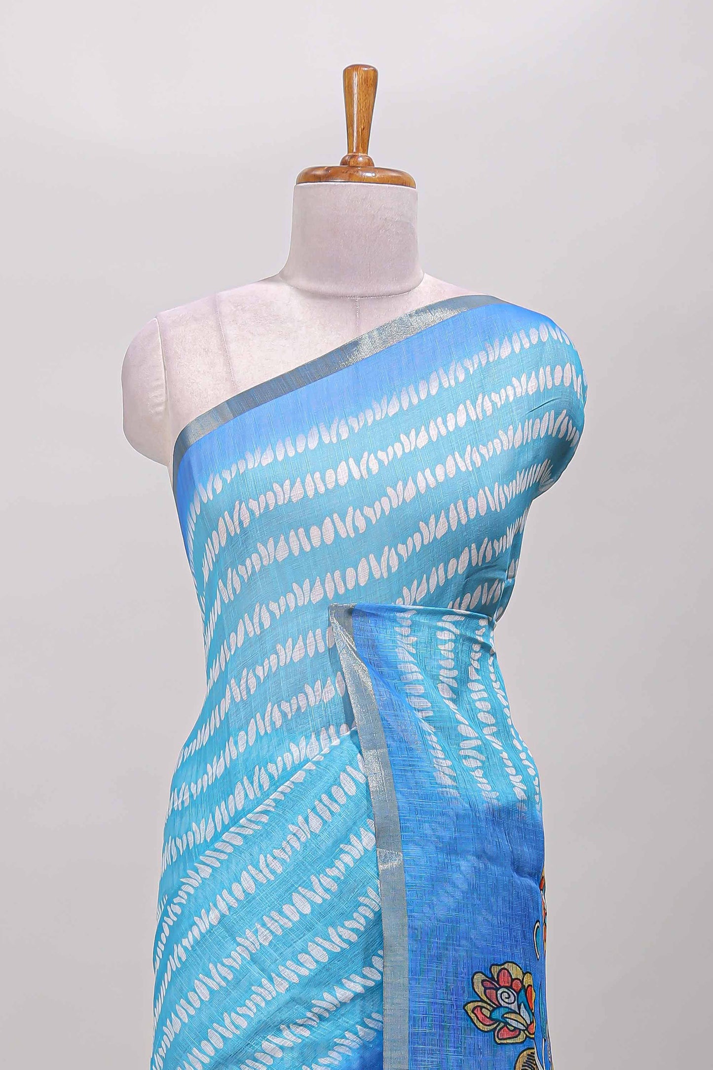  Turquoise blue self zari border sarees