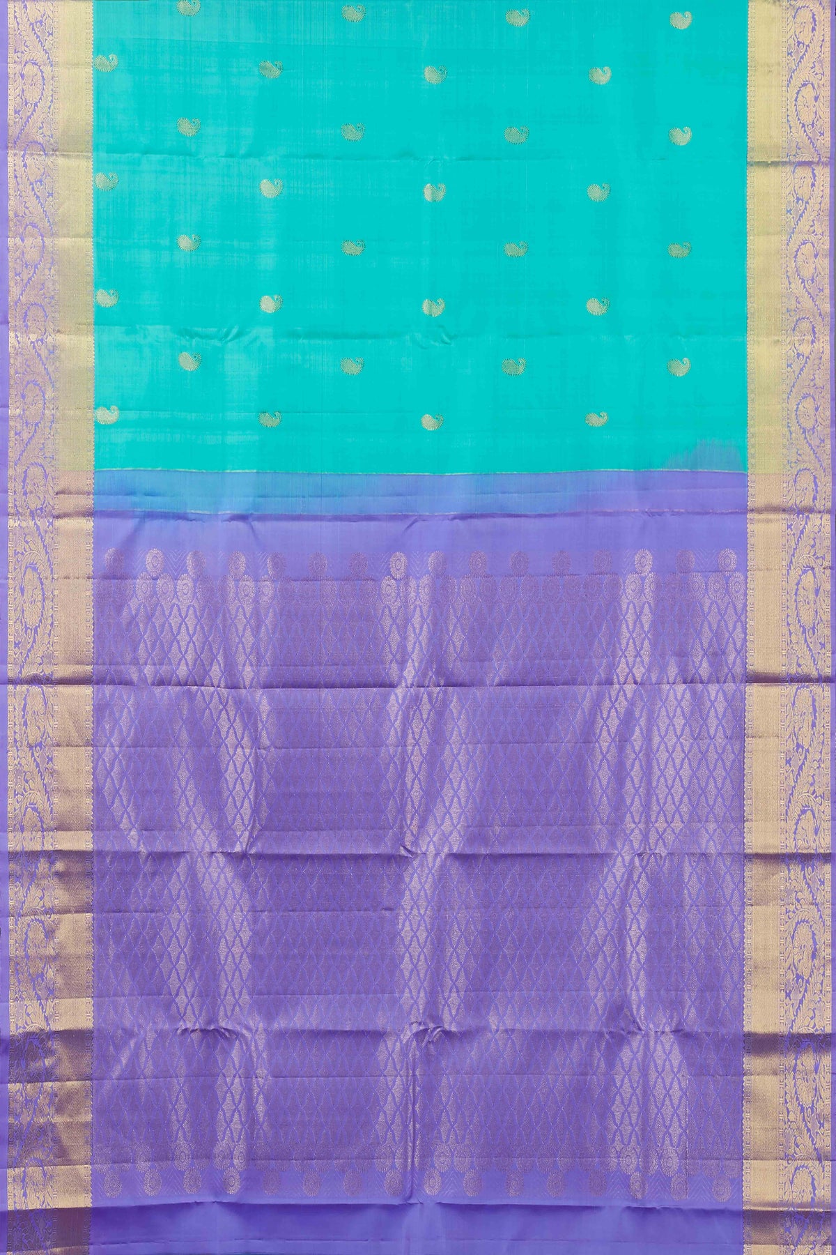 Turquoise bridal silk saree