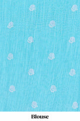 Turquoise cotton linen saree for daily wear
