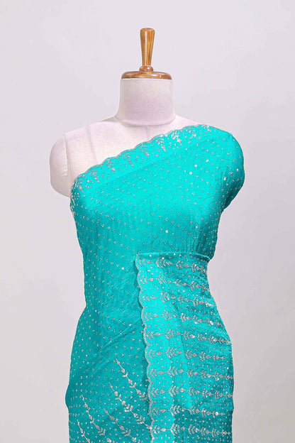 Turquoise festive designer saree