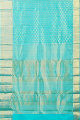Turquoise jacquard silk saree