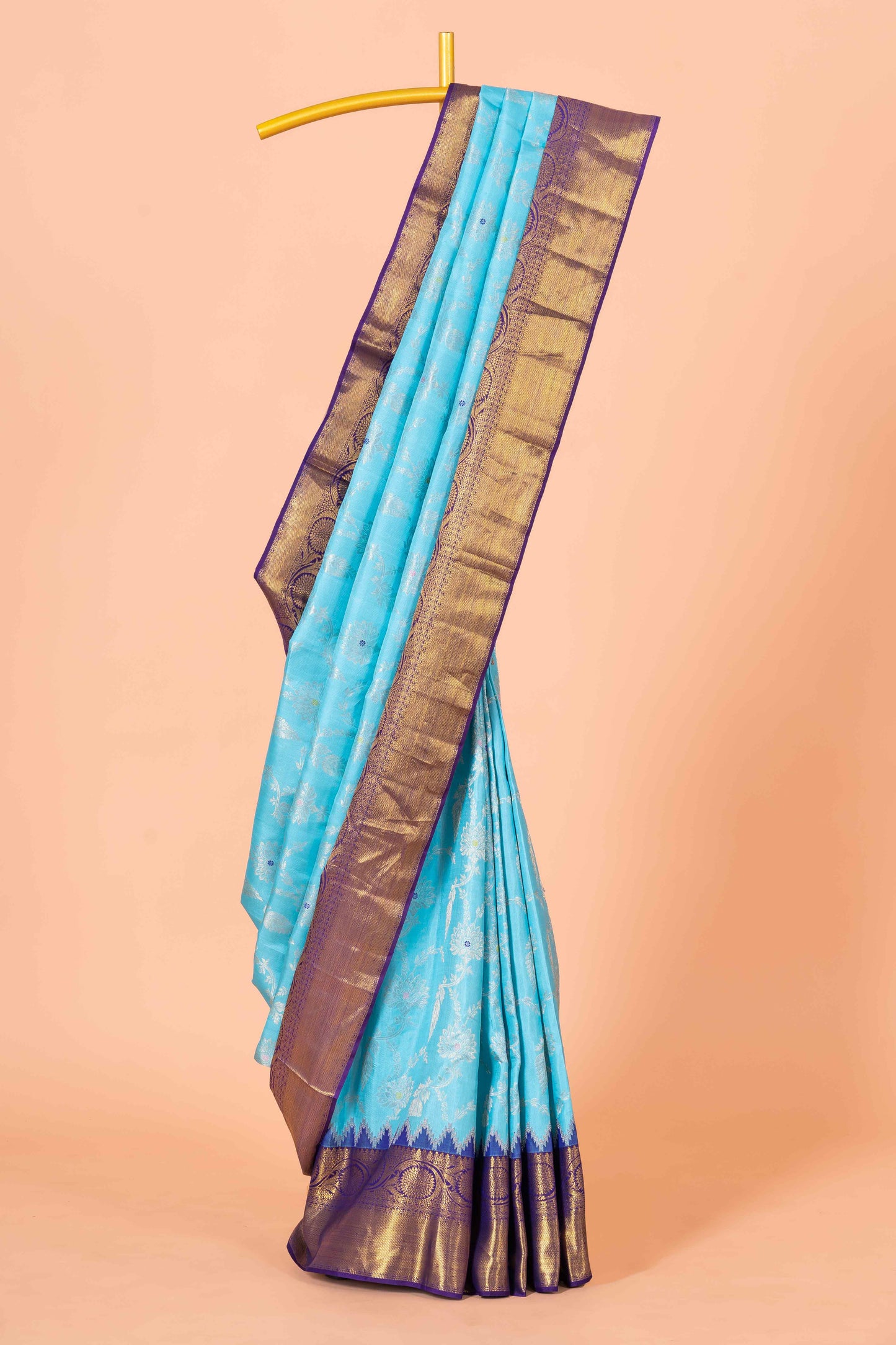 Turquoise pattu saree
