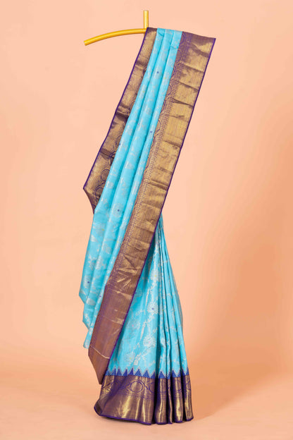 Turquoise pattu saree