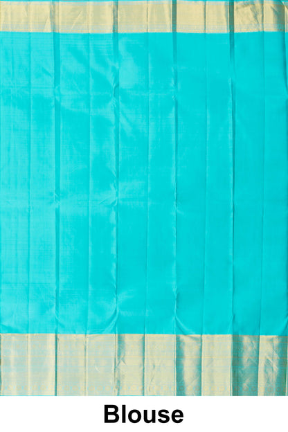 Turquoise wedding silk saree