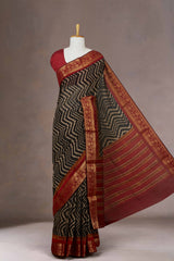 Tussar black silk fabric