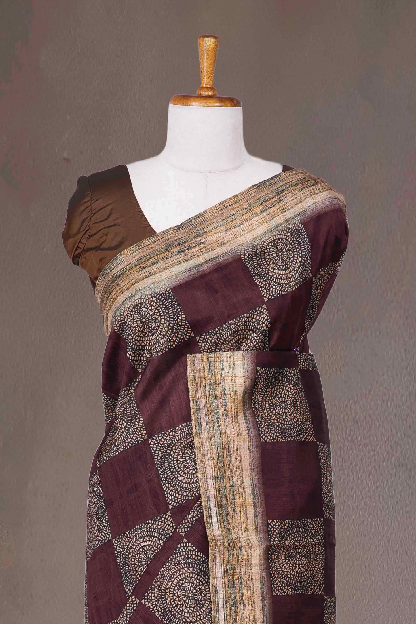Tussar checked saree