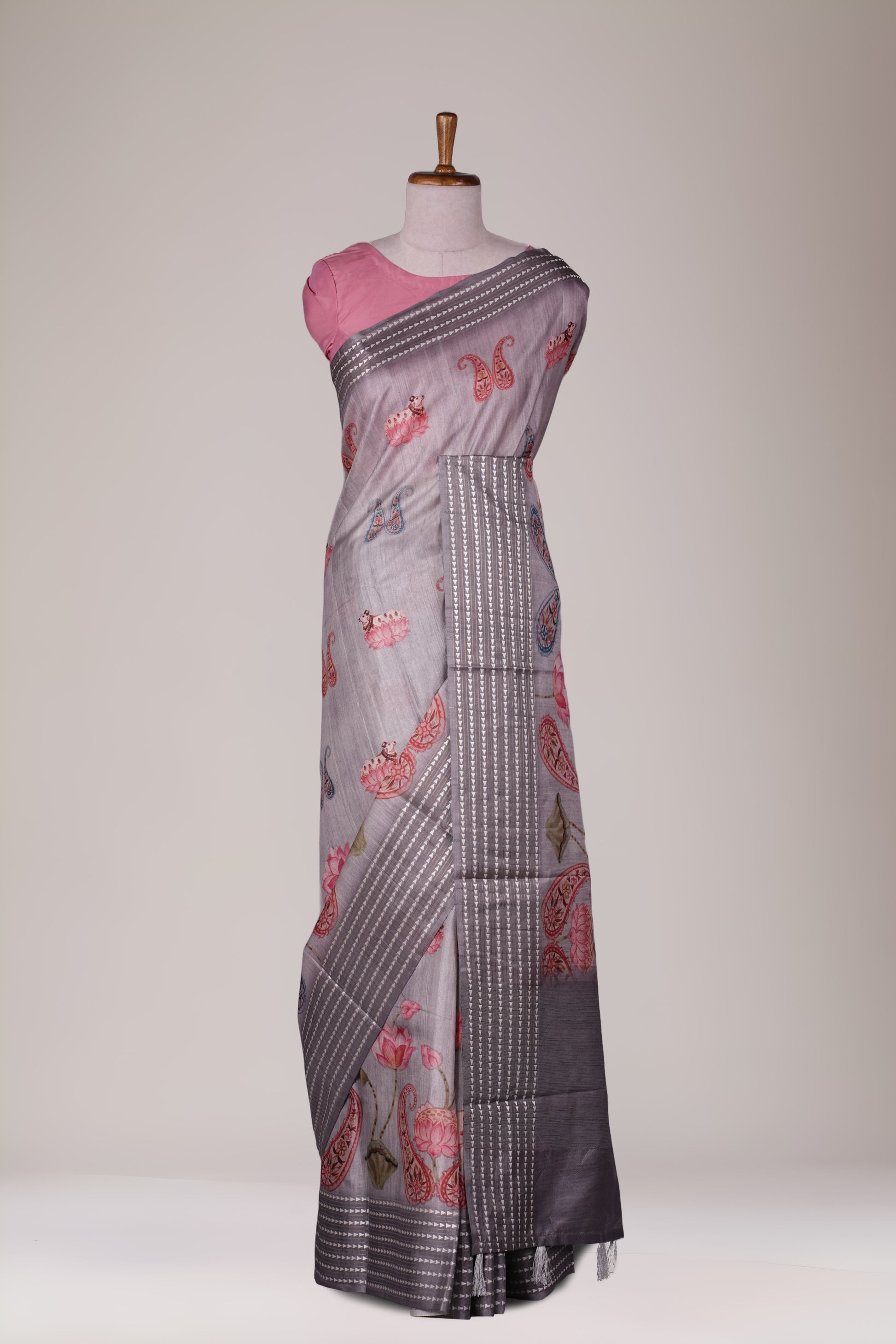 Tussar gray Sarees